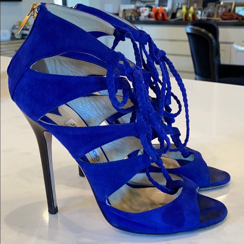 Jimmy Choo Blue Suede Sandals